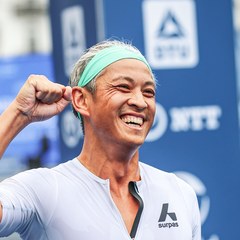Phong Dao at the finish of World Triathlon Hamburg